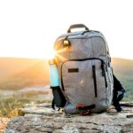 A hiking backpack at sunset, ready for a trip to Pakistan