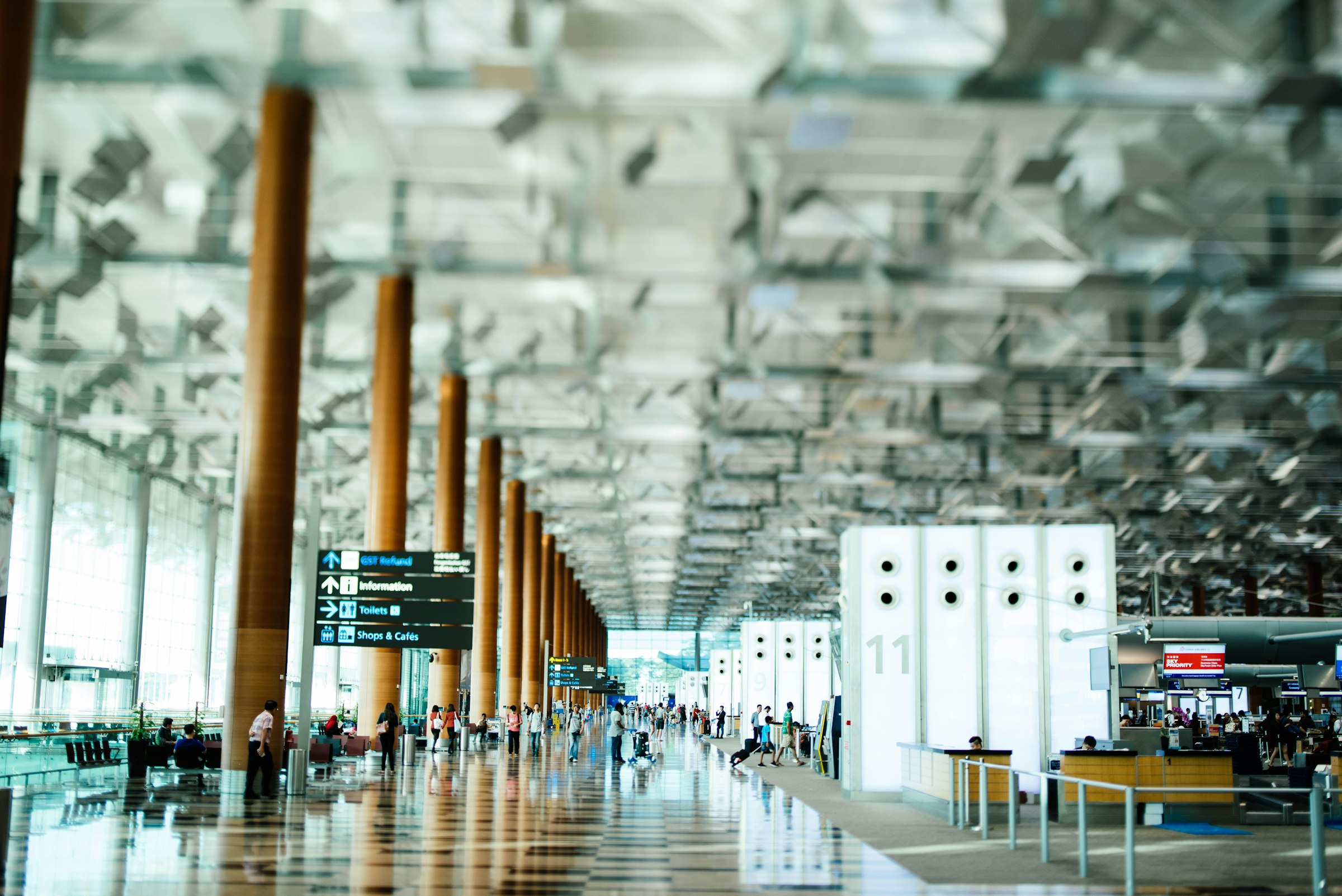 Pakistan's international airports: an airport departure hall interior
