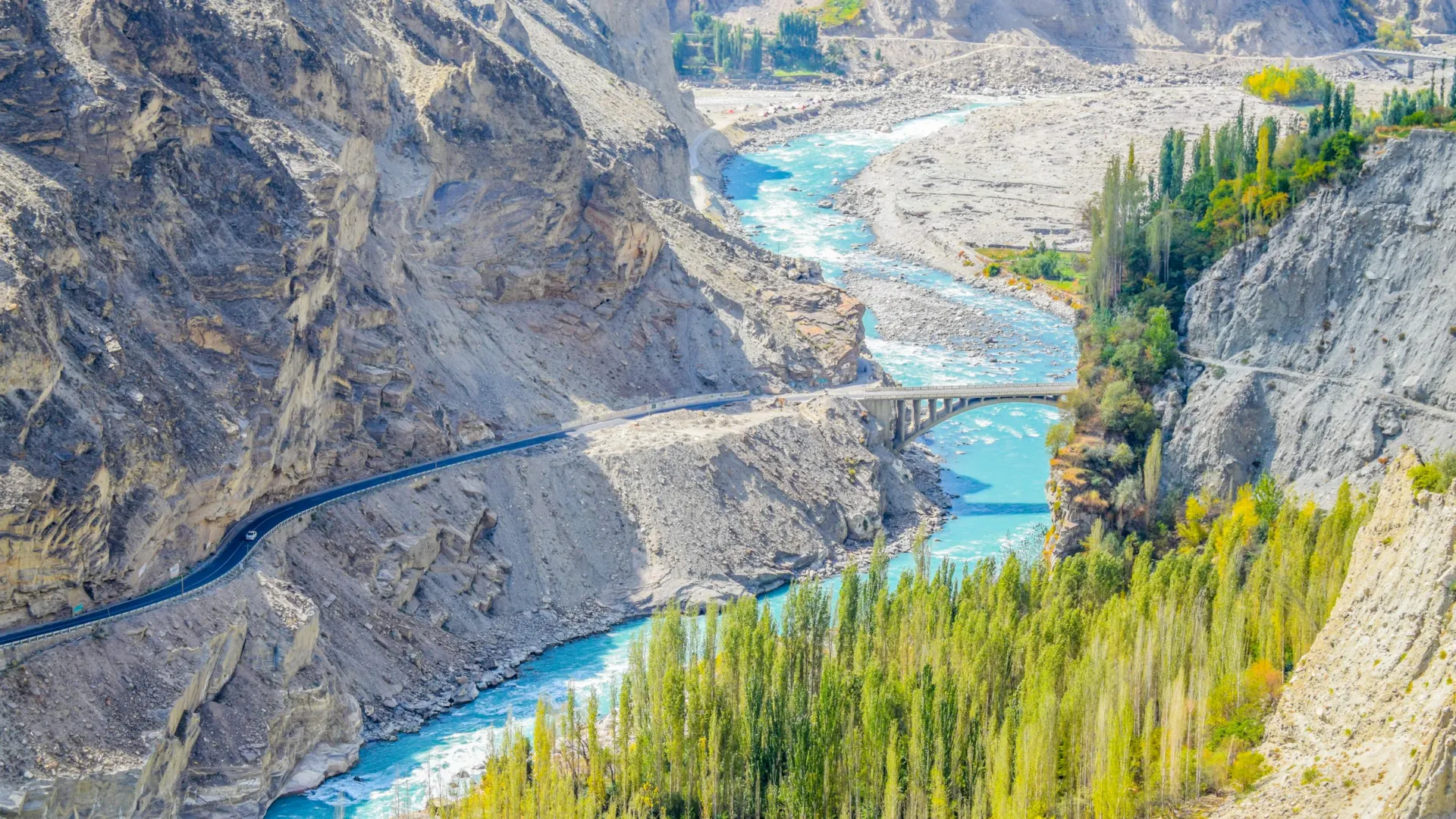 Aerial view of Hunza Valley, part of the northern tourist corridor with a distinct safety profile