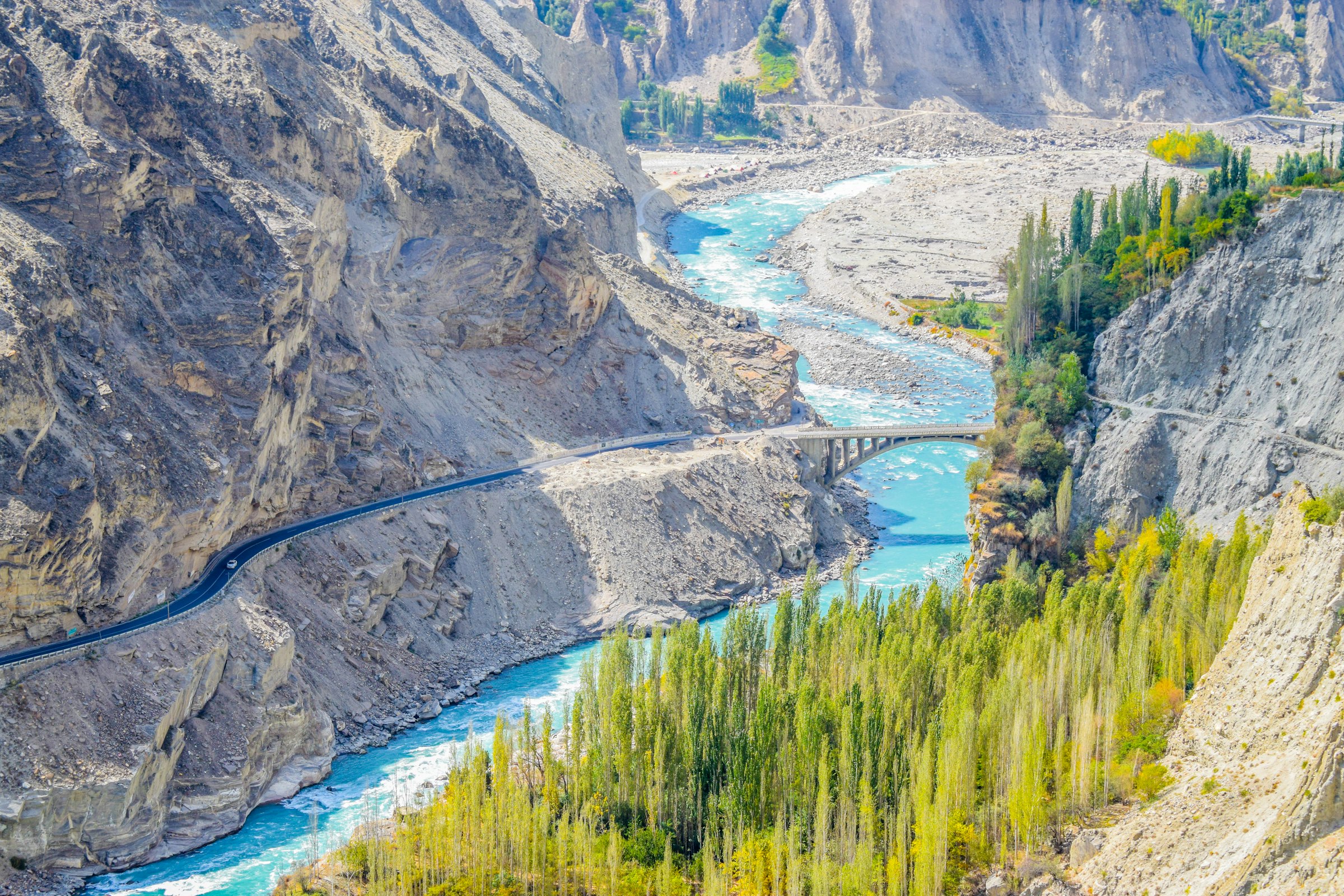 Aerial view of Hunza Valley, part of the northern tourist corridor with a distinct safety profile