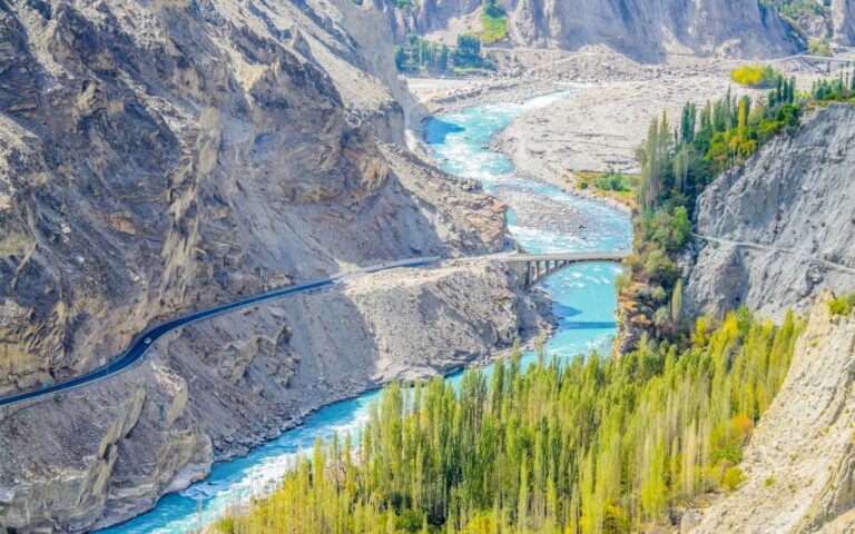 Hunza Valley canyon and mountains near Karimabad, Pakistan