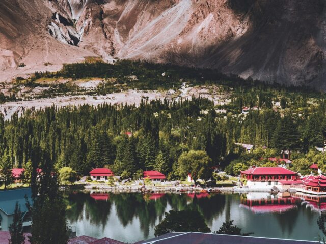 A scenic lake surrounded by mountains in Skardu Valley, Pakistan
