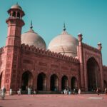 Badshahi Mosque, the view visible from Fort Road Food Street rooftop restaurants, Lahore, Pakistan