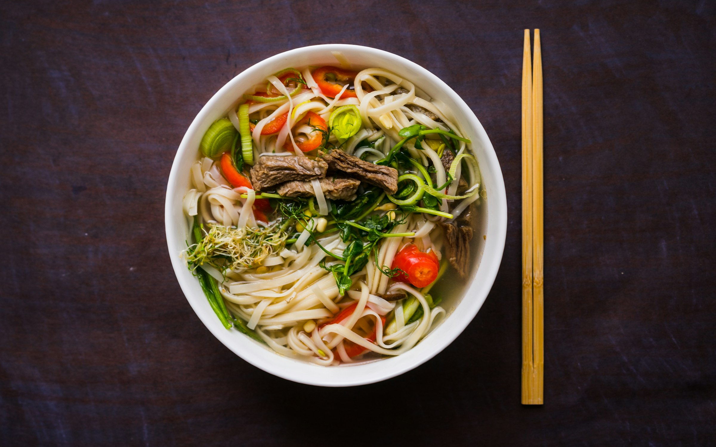 A hearty beef noodle soup, illustrative of Balti dishes like Balay in Skardu, Pakistan