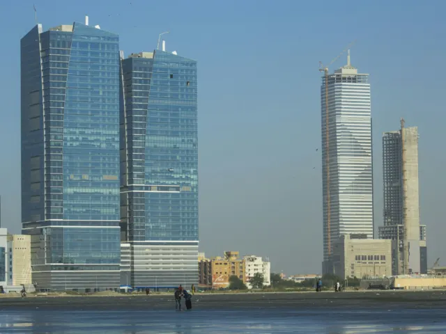 Karachi coastline and buildings near Clifton, Pakistan
