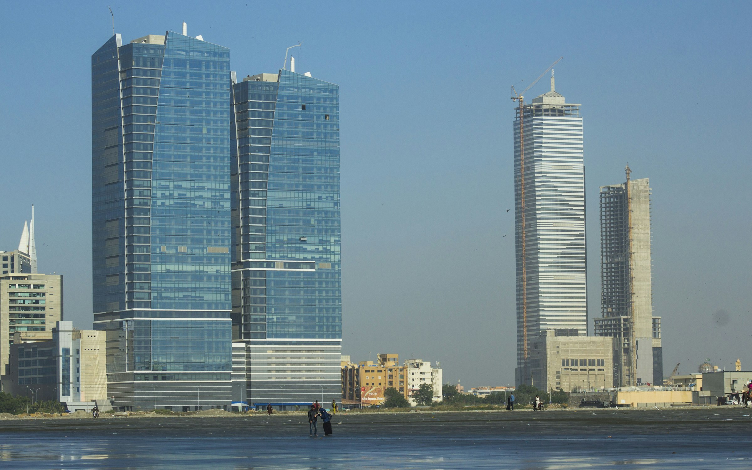 Karachi coastline and buildings near Clifton, Pakistan