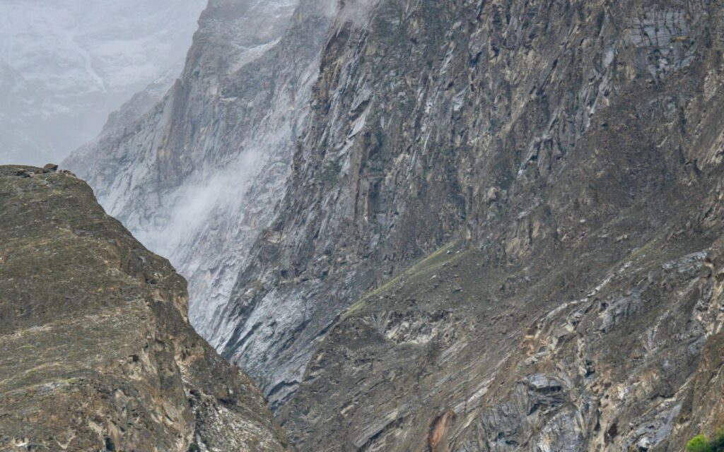 Village buildings at the foot of mountains in Karimabad, Hunza, Pakistan