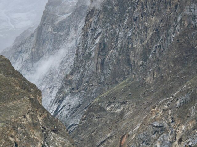 Village buildings at the foot of mountains in Karimabad, Hunza, Pakistan