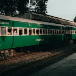 A Pakistan Railways passenger train on the tracks, Pakistan