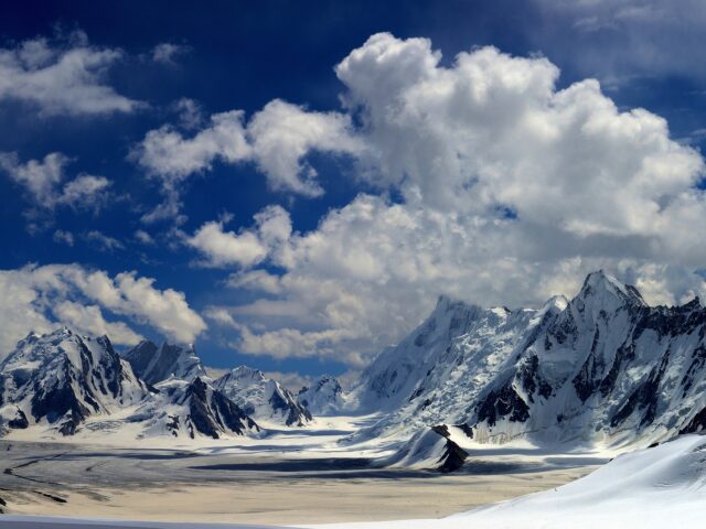 Snow Lake glacial basin where the Biafo and Hispar glaciers meet in Central Karakoram National Park