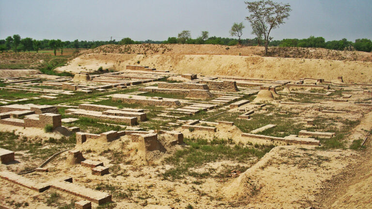 Brick mounds and ruins at the Harappa archaeological site in Punjab