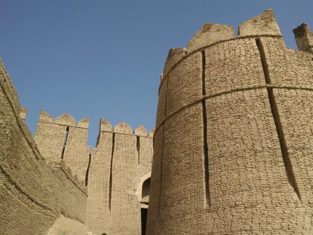Brick walls and bastions of Kot Diji Fort on a hill in Khairpur District, Sindh