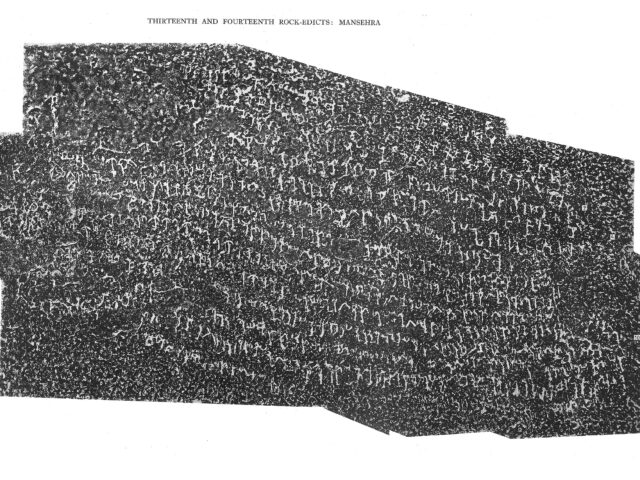 Ashokan rock edicts 13 and 14 inscribed at Mansehra
