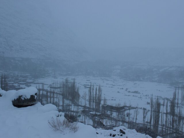Snow-covered landscape in Gojal, Upper Hunza, in winter