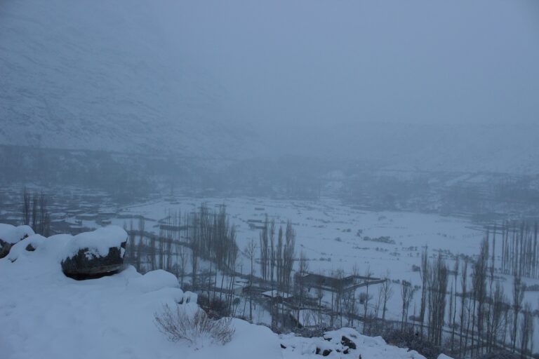Snow-covered landscape in Gojal, Upper Hunza, in winter