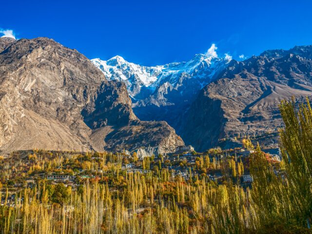 Autumn morning over Karimabad in Hunza Valley