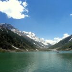 Lake Saiful Muluk surrounded by mountains in Naran, Kaghan Valley