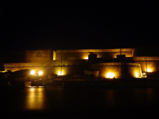 Brick walls of Bala Hisar Fort on its mound in Peshawar, Khyber Pakhtunkhwa