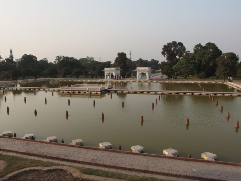 Fountains on the Faiz Bakhsh terrace at Shalamar Gardens, Lahore