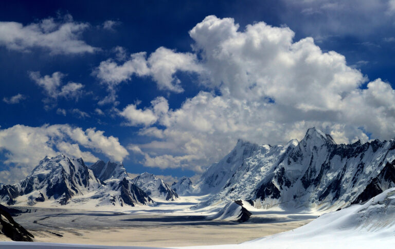Snow Lake glacial basin at the confluence of the Biafo and Hispar glaciers in the Karakoram